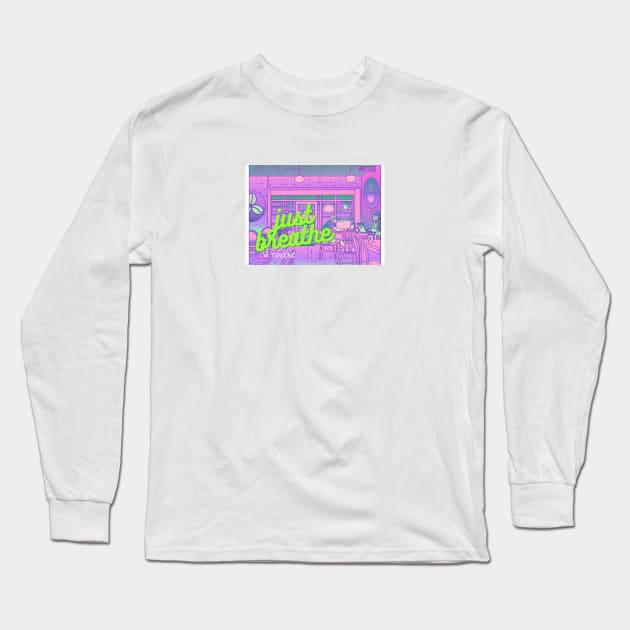 Just Breathe cafe Long Sleeve T-Shirt by GPLUSK